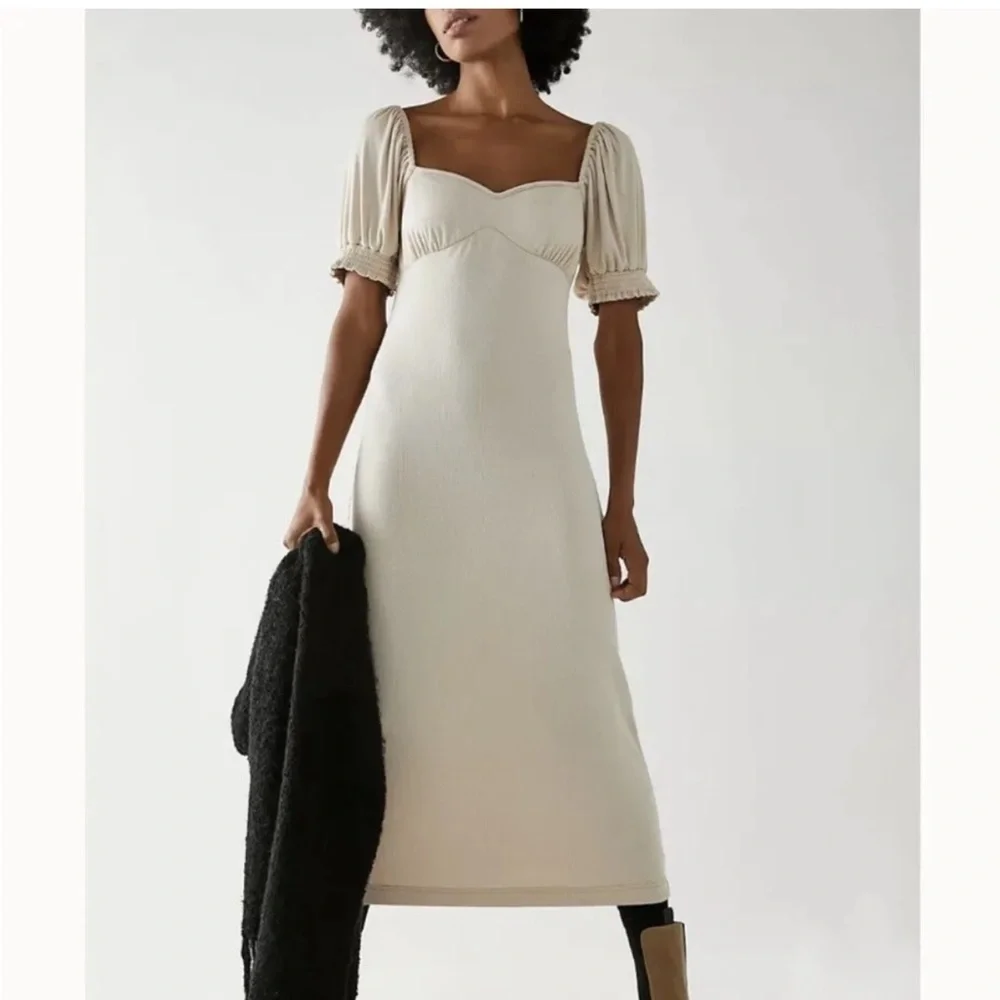 NWT Free People Beach Bell Air Midi Dress   Ribbed, Square Neckline, Size M